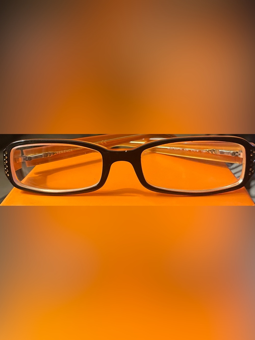 Versace Brown Rectangular Women’s Glasses with Subtle Silver Accents
